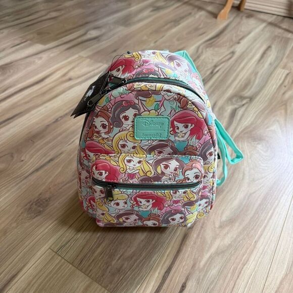NWT Loungefly Womens Multicolor Disney Chibi Princess Mini Backpack Bag main image 9